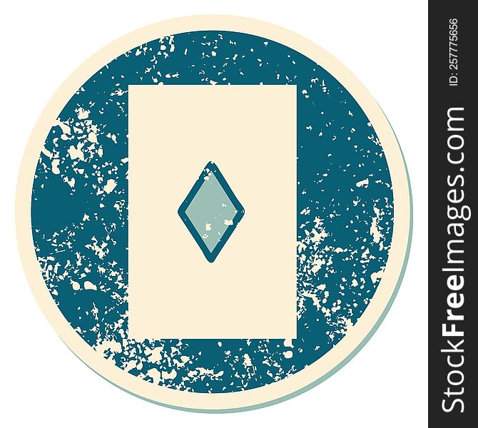 distressed sticker tattoo style icon of the ace of diamonds