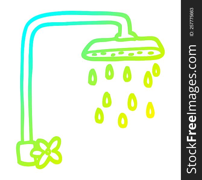 Cold Gradient Line Drawing Cartoon Shower Head