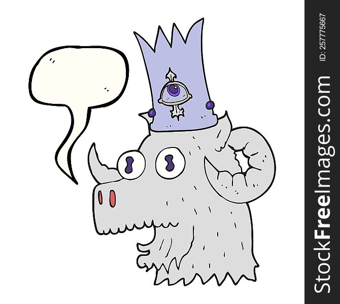 Speech Bubble Cartoon Ram Head With Magical Crown