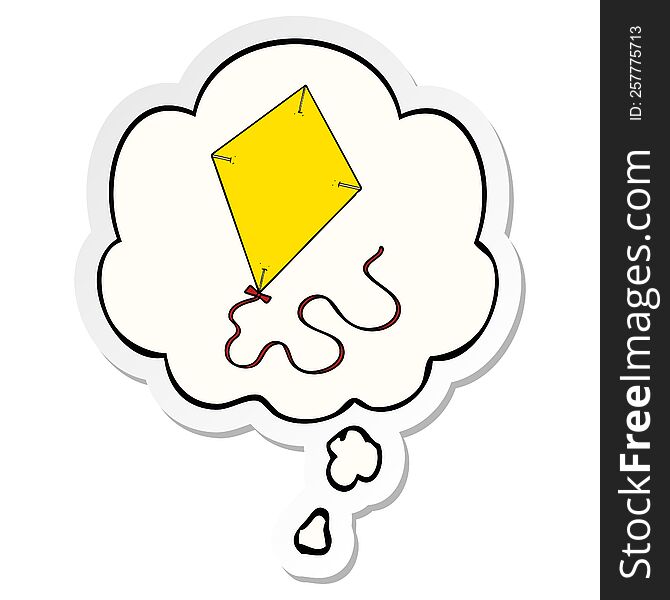 cartoon flying kite with thought bubble as a printed sticker