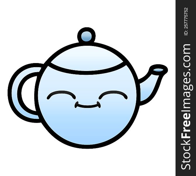Gradient Shaded Cartoon Happy Teapot