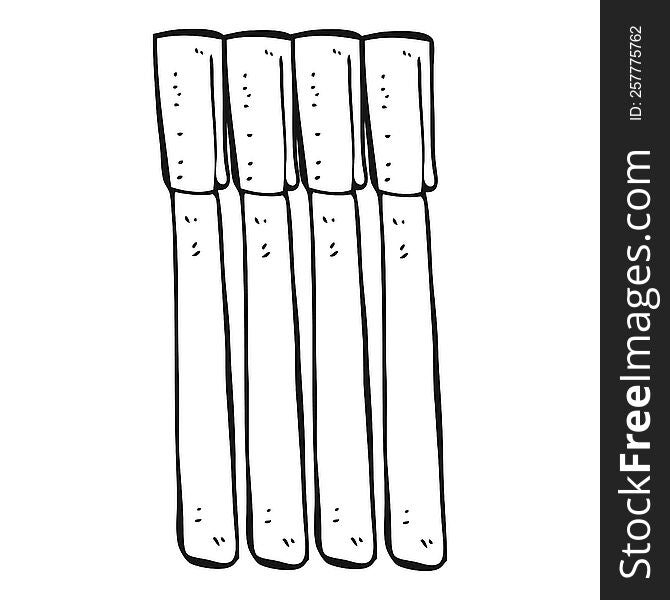 freehand drawn black and white cartoon pens