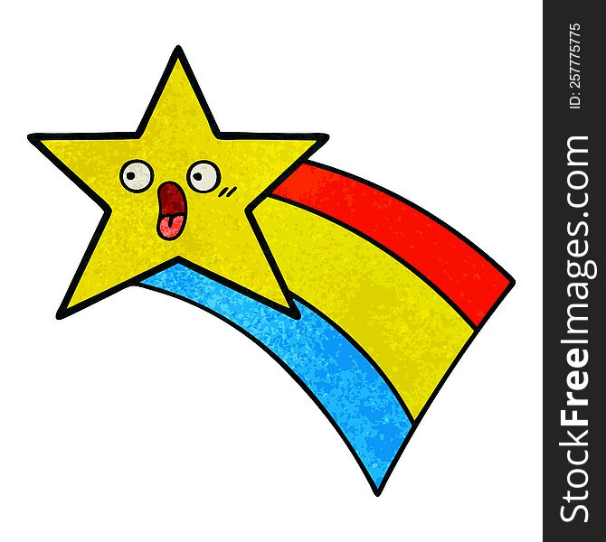 retro grunge texture cartoon of a shooting rainbow star