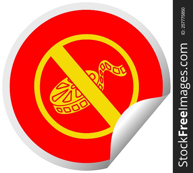 circular peeling sticker cartoon no movies allowed sign