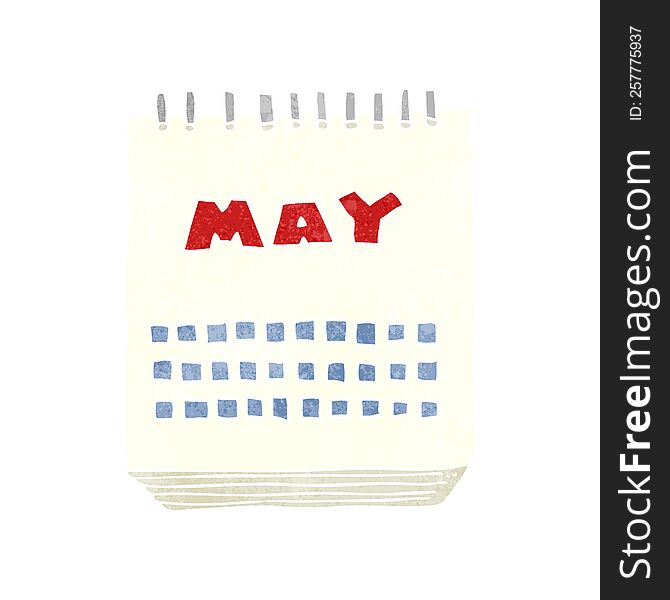 freehand retro cartoon calendar showing month of may