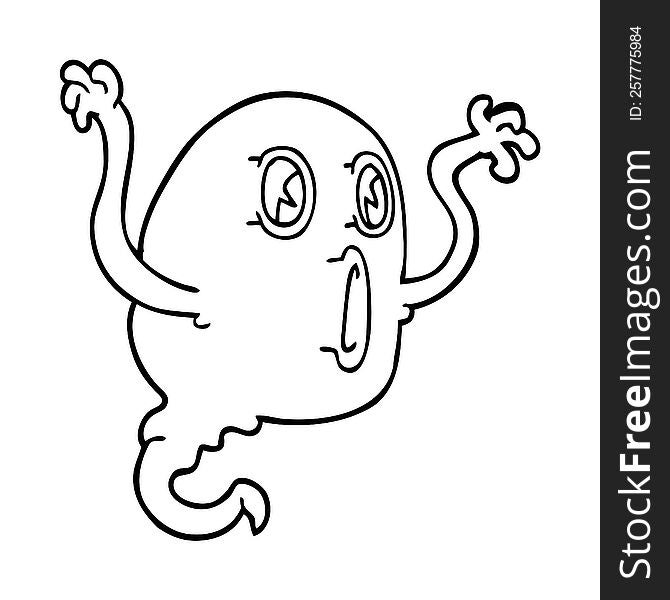 Line Drawing Cartoon Ghost