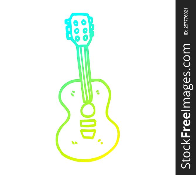 cold gradient line drawing of a cartoon old guitar