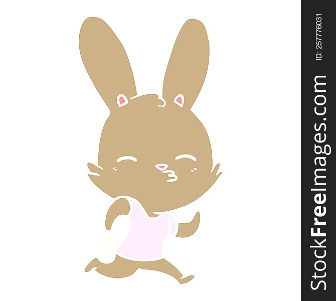 Flat Color Style Cartoon Running Rabbit