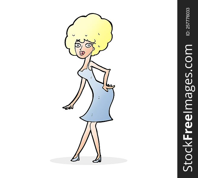 cartoon woman posing in dress