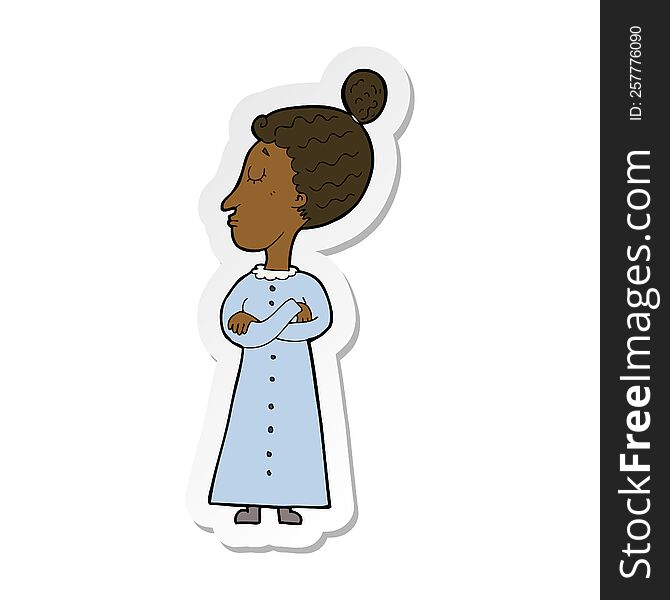 Sticker Of A Cartoon Strict Victorian Teacher