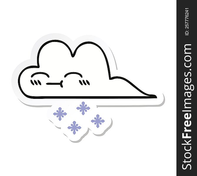 Sticker Of A Cute Cartoon Snow Cloud