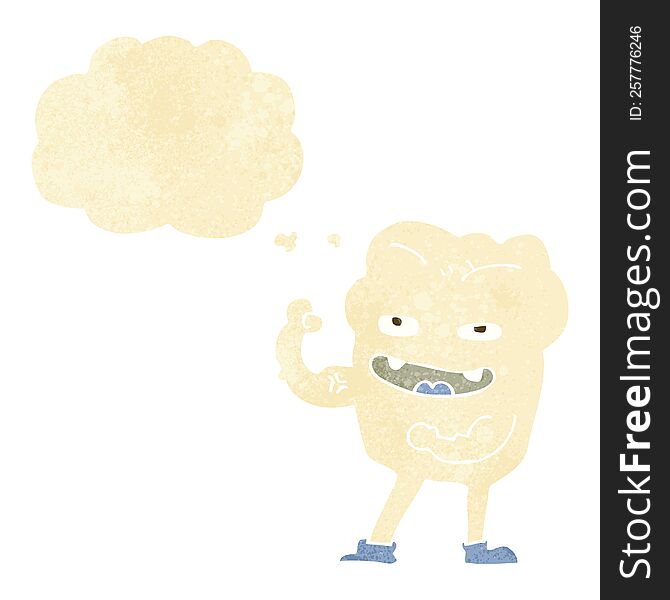 cartoon strong healthy tooth with thought bubble