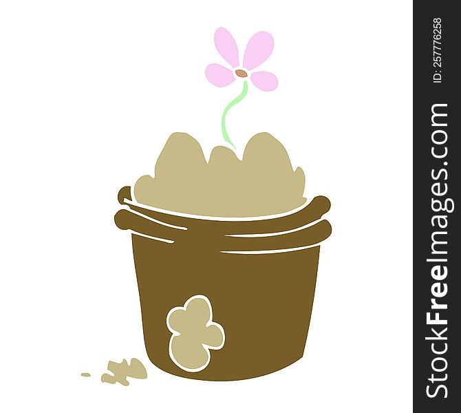 cartoon doodle flower pot