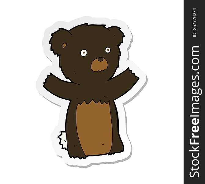 Sticker Of A Cartoon Black Bear Cub
