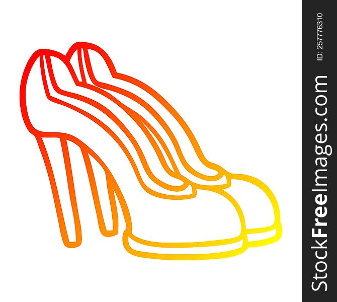 warm gradient line drawing of a cartoon red shoes