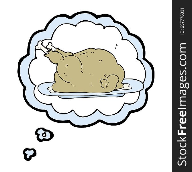 Thought Bubble Cartoon Cooked Chicken