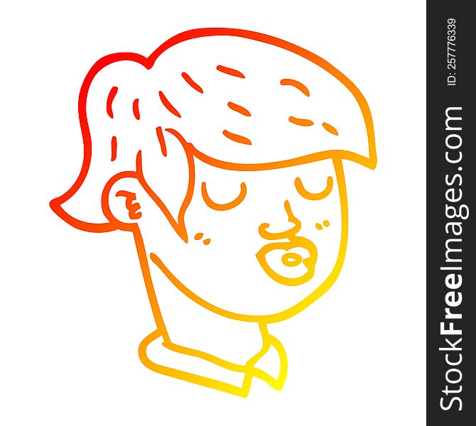 warm gradient line drawing of a cartoon of boys face