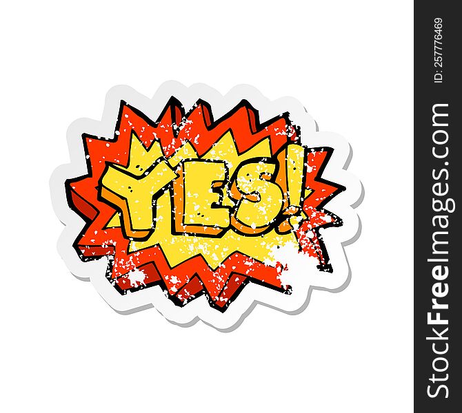 Retro Distressed Sticker Of A Yes Symbol