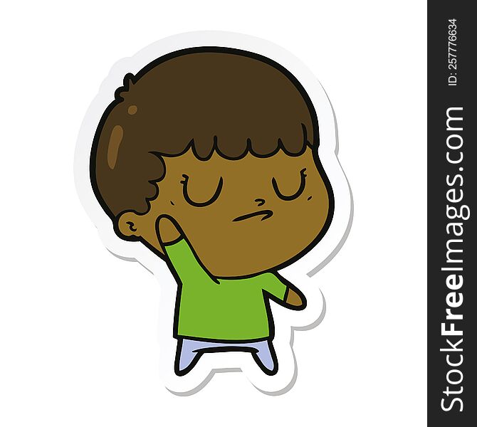 sticker of a cartoon grumpy boy