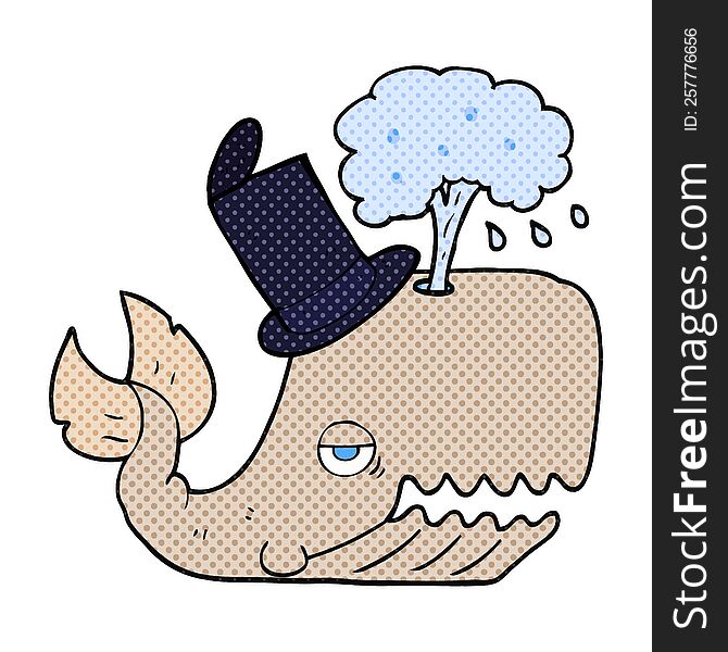 Cartoon Whale Spouting Water