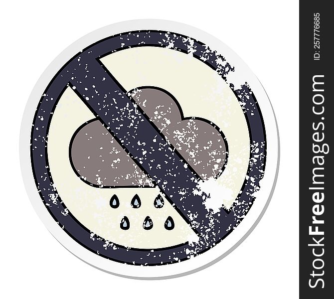 distressed sticker of a cute cartoon storm rain cloud sign