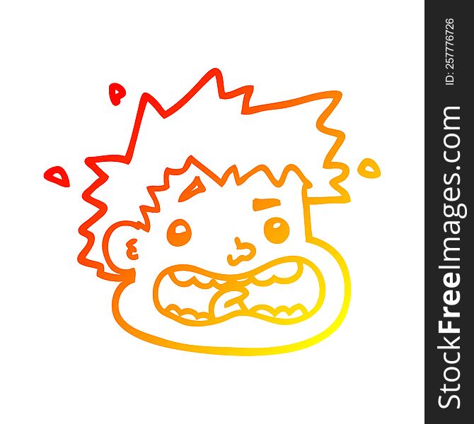 Warm Gradient Line Drawing Cartoon Frightened Face