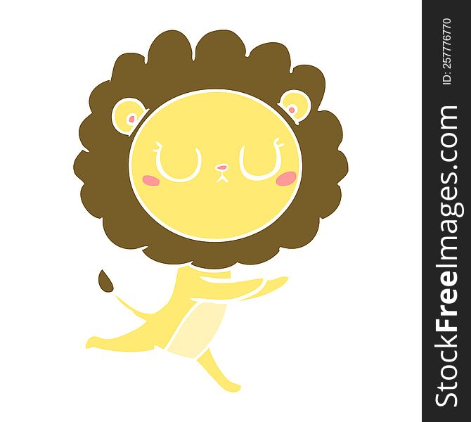 flat color style cartoon running lion