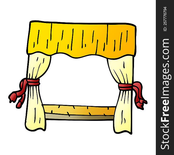 Cartoon Doodle Window With Curtains