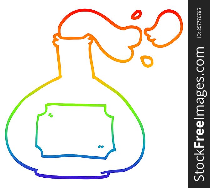 rainbow gradient line drawing of a cartoon smoking potion