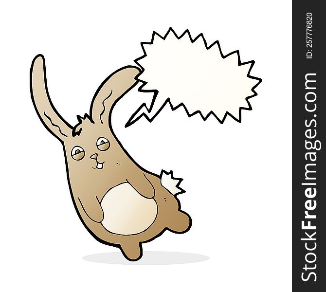 Funny Cartoon Rabbit With Speech Bubble