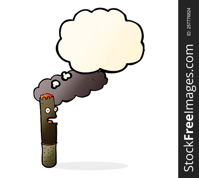 cartoon cigar with thought bubble