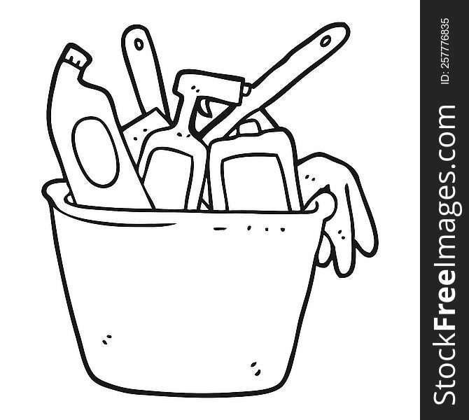 Cleaning Products Black And White Cartoon