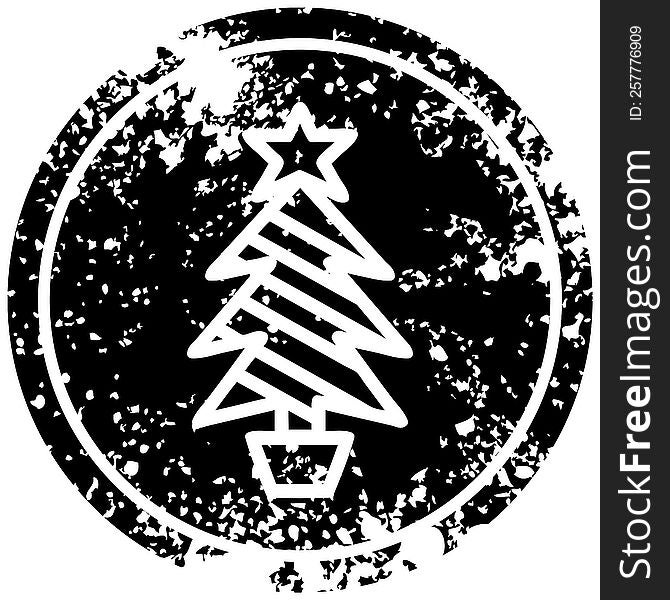 christmas tree distressed icon symbol