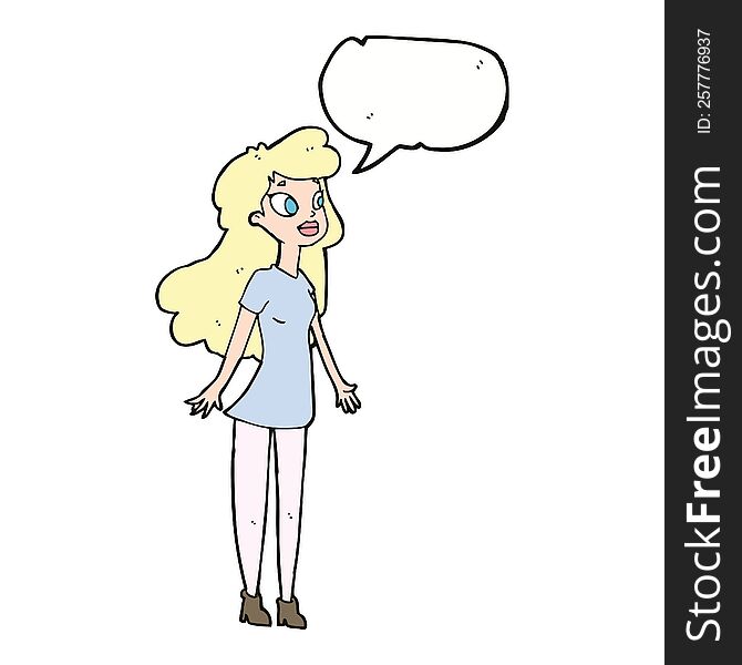 Cartoon Pretty Girl With Speech Bubble