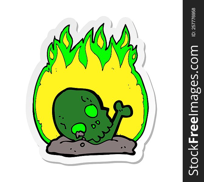 Sticker Of A Cartoon Burning Old Bones