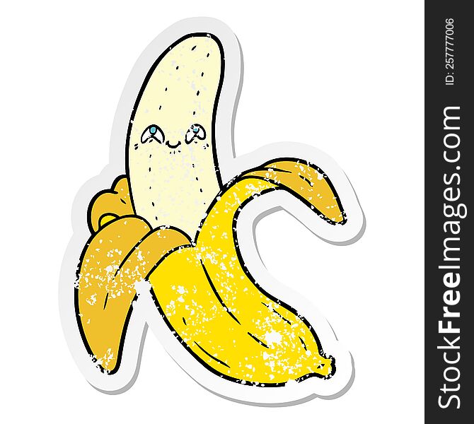 Distressed Sticker Of A Cartoon Crazy Happy Banana