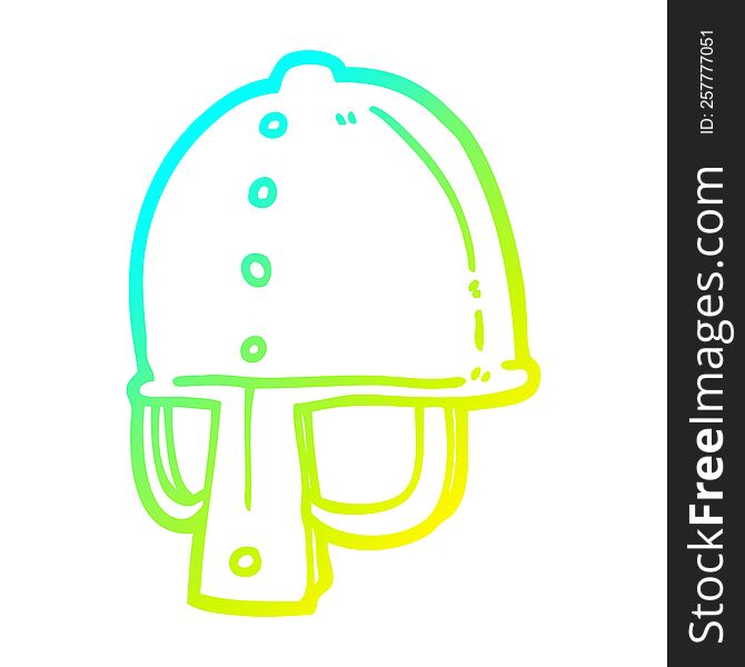 cold gradient line drawing of a cartoon medieval helmet