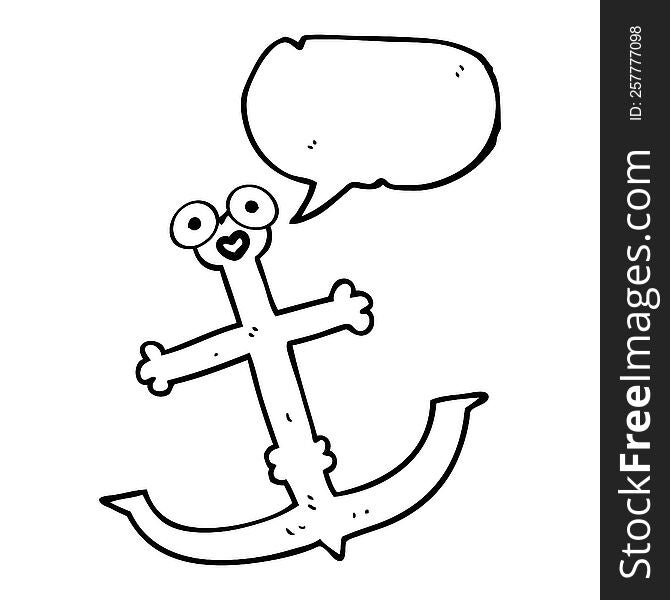 freehand drawn speech bubble cartoon anchor