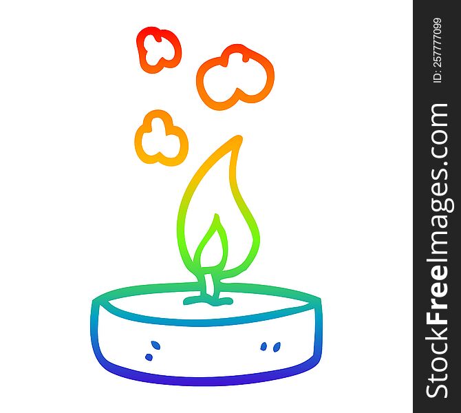 rainbow gradient line drawing of a cartoon scented candle