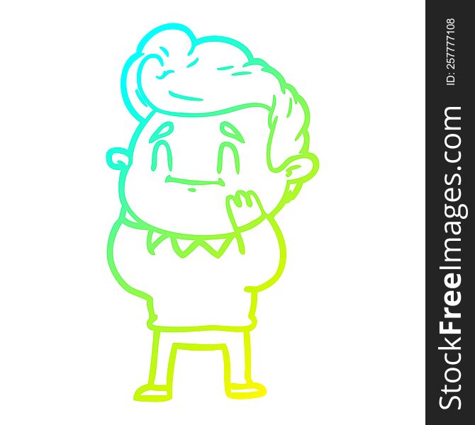 Cold Gradient Line Drawing Happy Surprised Cartoon Man