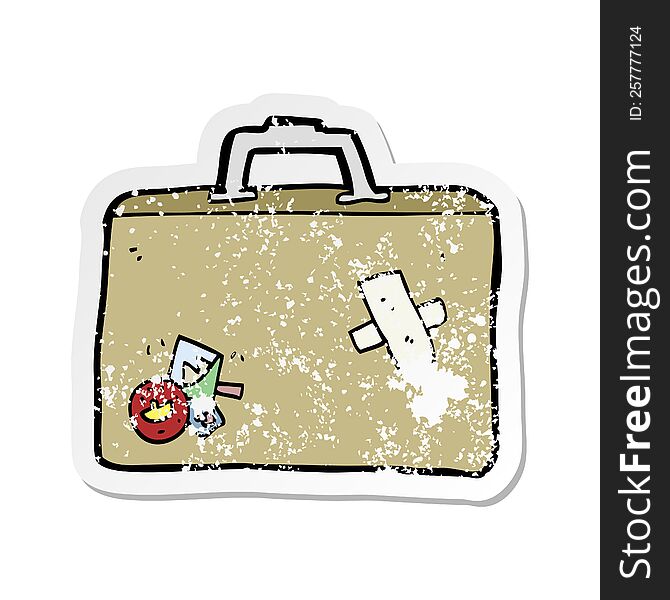 retro distressed sticker of a cartoon luggage