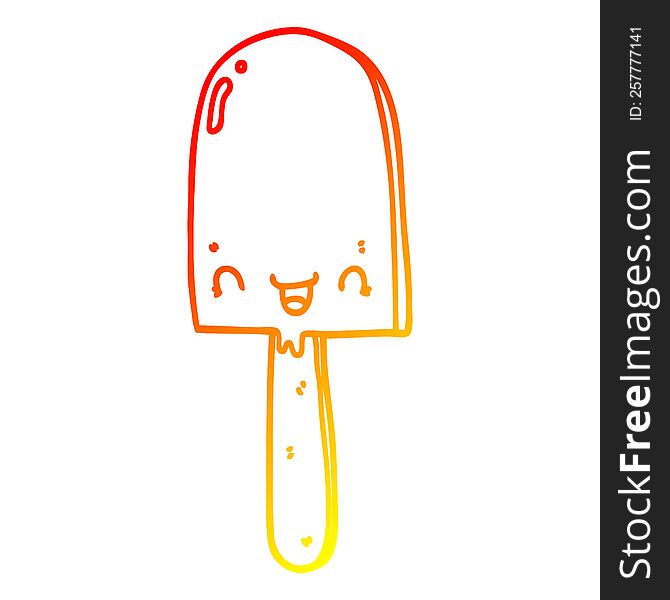 Warm Gradient Line Drawing Cartoon Ice Lolly