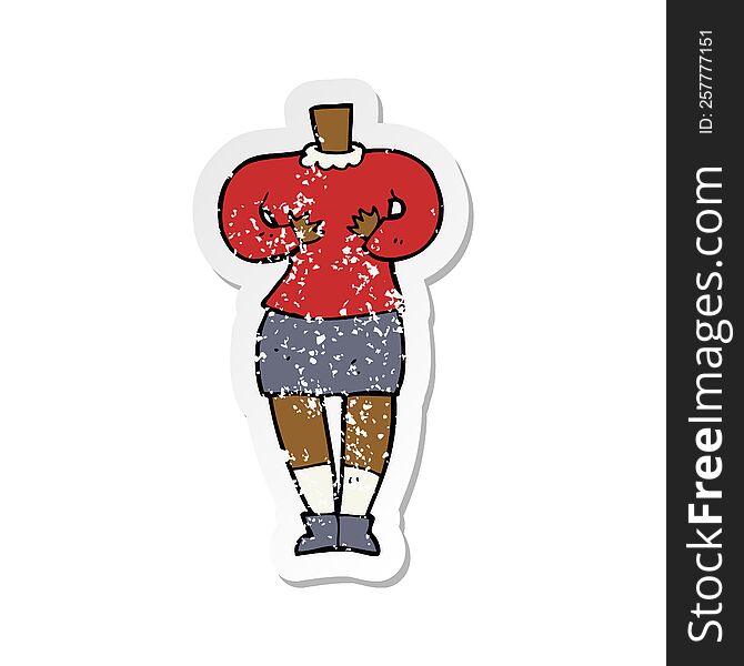 retro distressed sticker of a cartoon female body