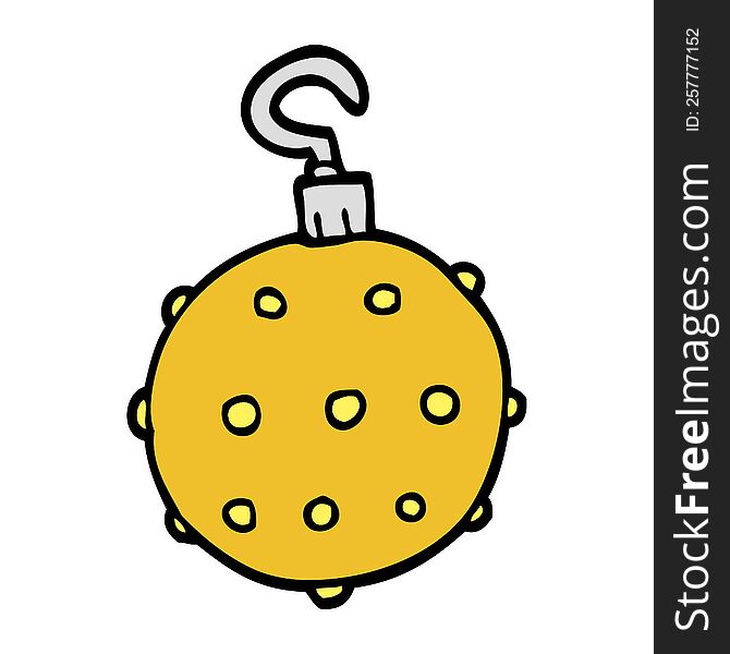 Cartoon Doodle Golden Xmas Bauble