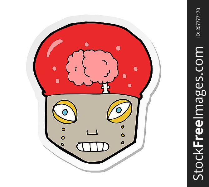 sticker of a cartoon spooky robot head