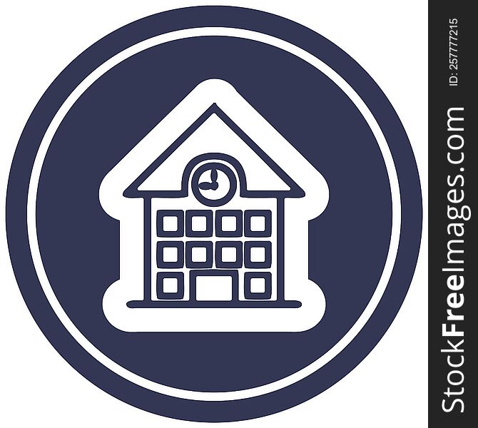 school house circular icon symbol