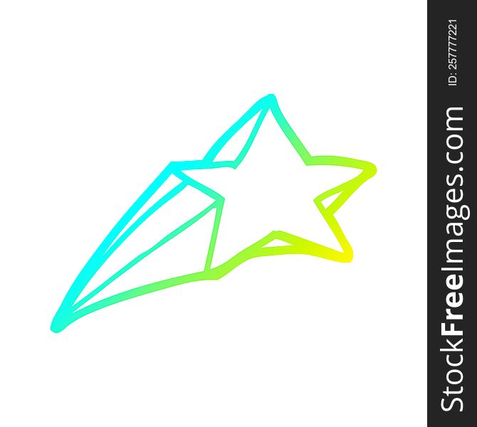cold gradient line drawing of a shooting star decorative cartoon
