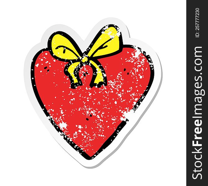 retro distressed sticker of a cartoon love heart
