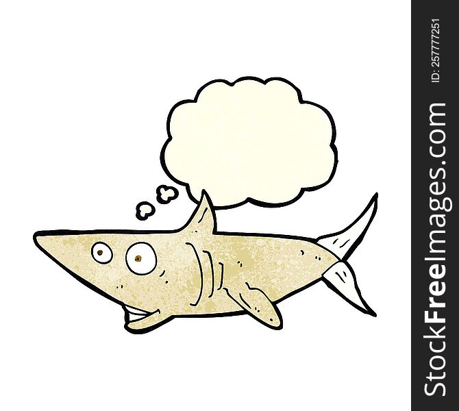 Cartoon Happy Shark With Thought Bubble