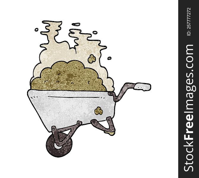 freehand textured cartoon wheelbarrow full of dirt